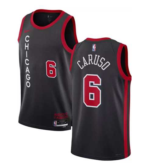 Men's Chicago Bulls #6 Alex Caruso Black 2023-24 City Edition Stitched Basketball Jersey Dzhi